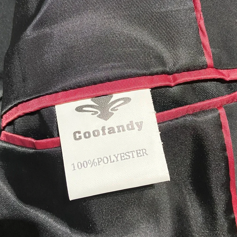Coofandy Mens Red Black Paisley Tuxedo‎ Blazer Shawl Lapel Dinner Jacket S NEW